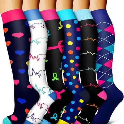 Copper Compression Socks 6 Pairs Premium Athletic Running Hiking Socks for Women & Men with Graduated Compression for Enhanced Circulation and Comfortable Lightweight Fabric - Fashion