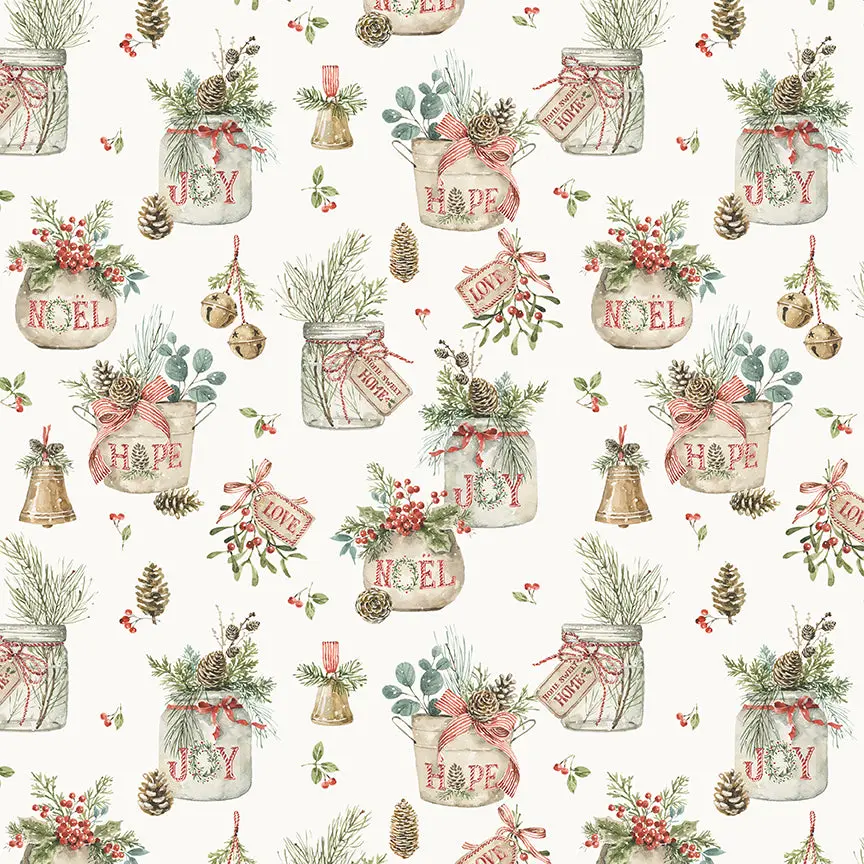 Fabric Riley Blake Cream Main Holiday Spirit by the Quarter Yard CD17460-CREAM