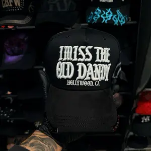 I Miss The Old Dh Hollywood CA Black Baseball Cap with White Embroidery Classic Style for Casual Wear and Vintage Fashion