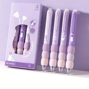 4 Erasable Gel Pens High Aesthetic Soft Grip 0.5mm Fine Tip Ink Smooth Writing Pens Kawaii Stationery Suitable for School and Office Supplies