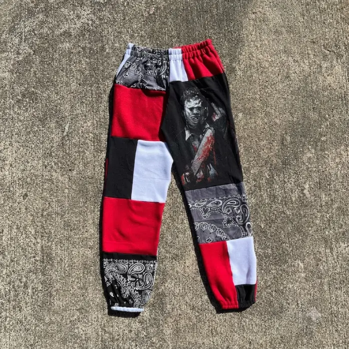 Horror Movie Patchwork Sweatpants Graphic Joggers Women Men Vintage Halloween Gothic Y2K Streetwear Drawstring Casual Sweat Pants