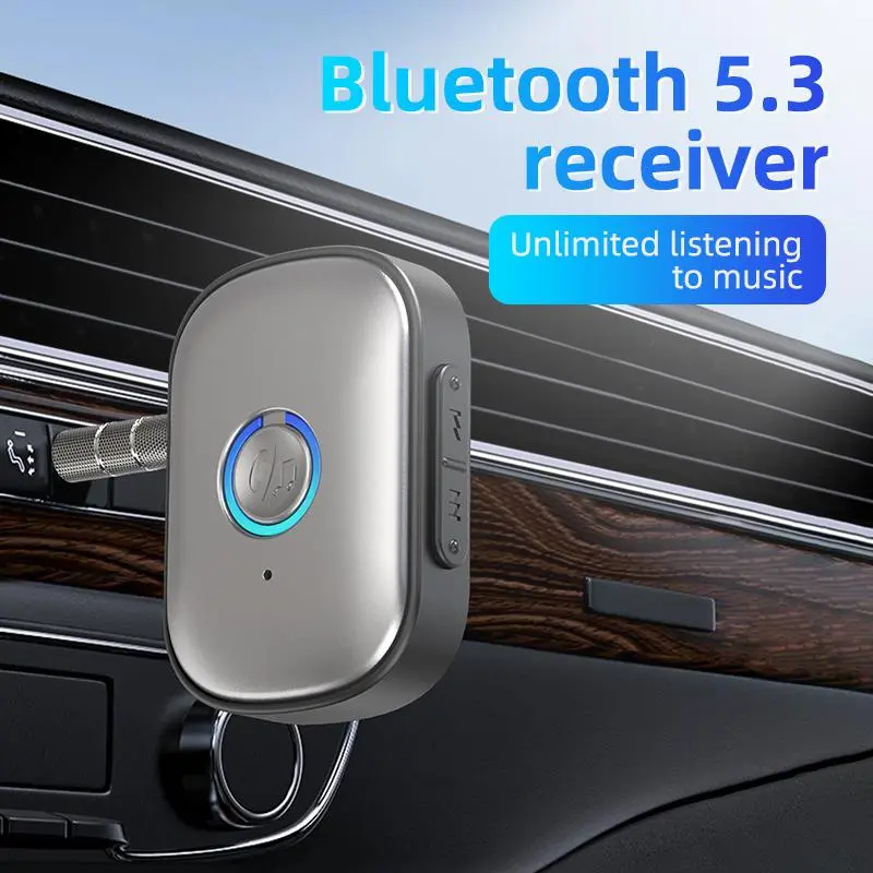 Car Bluetooth Adapter, Bluetooth V5.3 Receiver Wireless Audio Receiver for Car Stereo/Home Stereo/Wired Headphones/Speakers