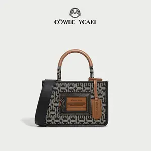 CÔWEC YCAKI messenger bag, handbag, shoulder bag Unisex Mini Tote Handbag, Small Square Crossbody Purse with 100cm Fixed Strap, Premium Jacquard/Canvas/PVC Material, for Work & Casual Use