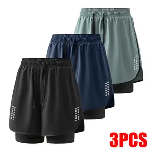 3-Pack Men's 2-in-1 Running Shorts with Liner, Quick Dry Athletic Shorts for Workout Gym Training
