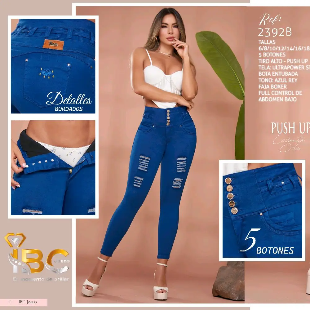 IBC JEANS RF.23 2392B Push Up Denim with 5 Buttons Detailing in Azul Color for Women's Fashion Bottom Basic Elegance