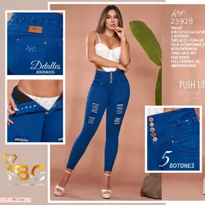 IBC JEANS RF.23 2392B Push Up Denim with 5 Buttons Detailing in Azul Color for Women's Fashion Bottom Basic