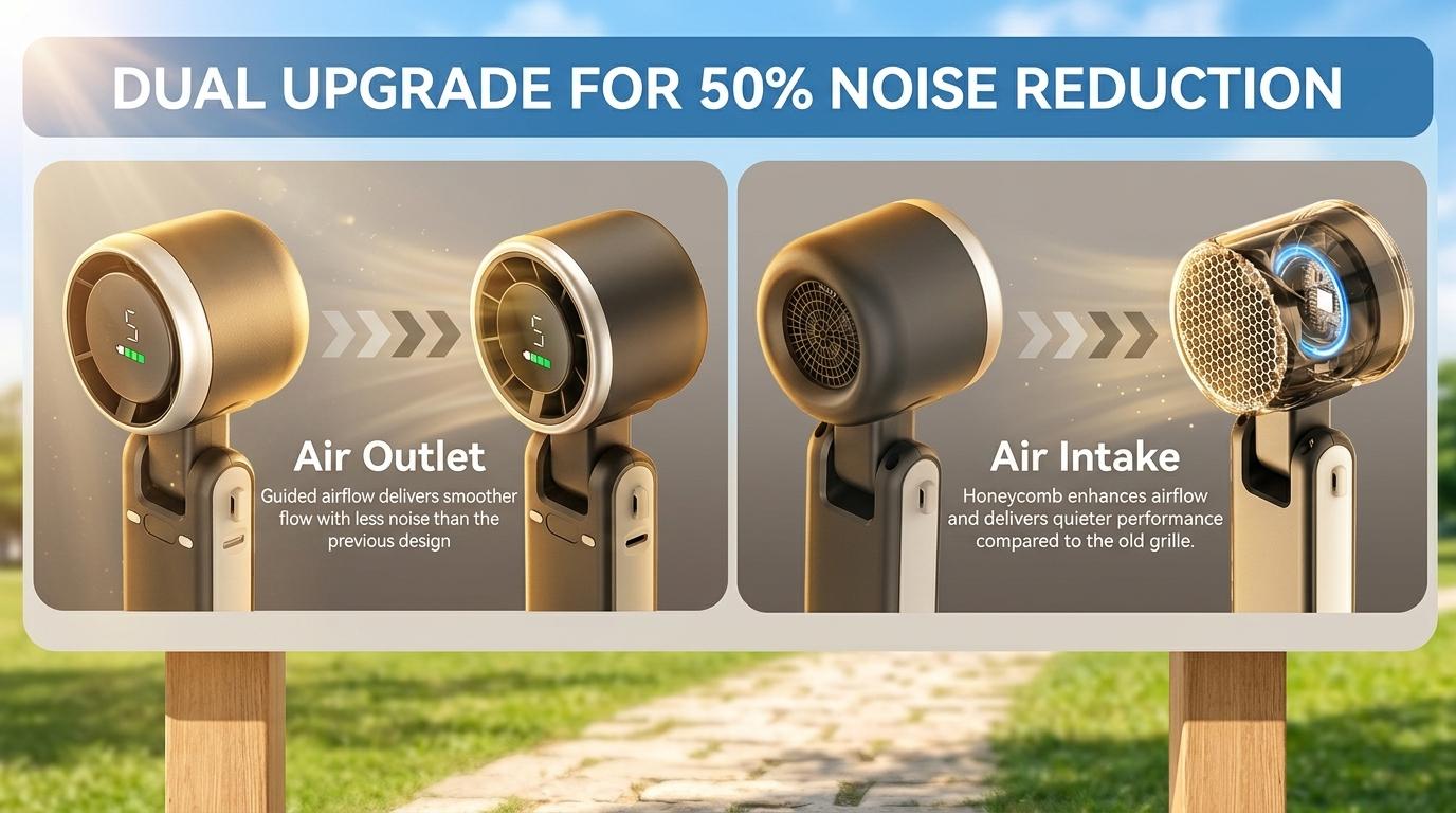 Westdeer Portable Handheld Turbine Fan,3-in-1 rechargeable handheld fan,  5-speed settings, powered by a 4000mAh battery with up to 10 hours of runtime, featuring air turbine technology perfect for outdoor activities, travel, work, and a summer essential