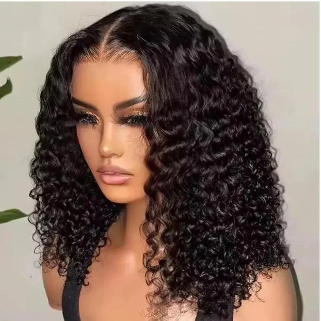 GK Curly Bob Wig Wear and Go Glueless Wig, 12 Inch, Human Hair, Water Curly Bob, 13x4 Human Hair Lace Front Wig, for Black Women