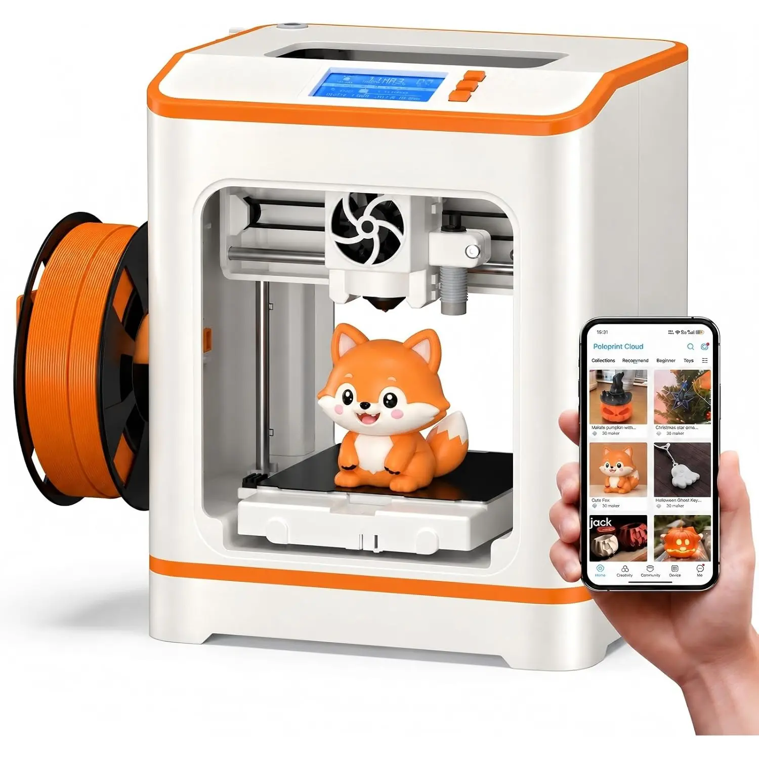 Starter Mini 3D Printer Tina2C for Beginners, Fully Assembled Plug and Play 3D Printer, 8-Min Quick Setup, WiFi & App Control, Auto Bed Leveling, 3500+ Ready Print Files, 25+ DIY Creative Modules, Compact Desktop 3D Printing Machine for STEM Home Classroo