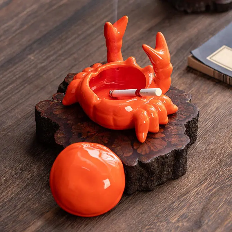 crab cigarette holder Crab Phone Holder Creactive Ashtray with Lid, Ceramic Windproof Cigarette  Ashtray for Indoor or Outdoor Use Desktop Decoration Crab Pincers Holder  for Hold Pen