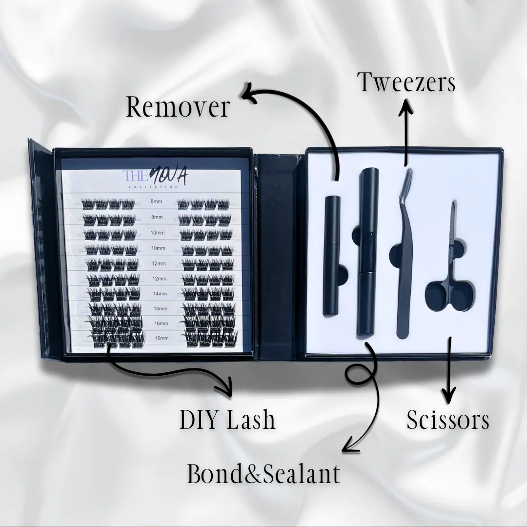 LASH CLUSTER KIT! DIY Lash Extensions Kit C D Curl Lashes Ribbons Natural Cluster Eyelash Segmented DIY Lash Kit Makeup Eyelashes Extensions Cosmetic Eyelash Extension Salon Eyelash Extensions