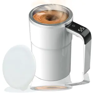 Portable Automatic Stirring Cup, Smart Coffee Mug with Lid, Drink Mixer, Temperature Display Travel Tumbler, Travel Coffee Mugs, USB Rechargeable 150mah Battery