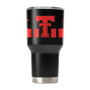 Texas Tech 100th Anniversary 30oz Black Insulated Stainless Steel Vacuum Tumbler Water Bottle, Portable Kitchenware Drinkware Flask, Water Bottles