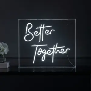 JONATHAN Y Better Together Contemporary Glam Acrylic Box USB Operated LED Neon Light; for dorm, living room, dining room, college