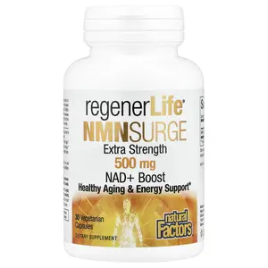 Natural Factors RegenerLife®, NMN Surge, 500 mg, 30 Vegetarian Capsules