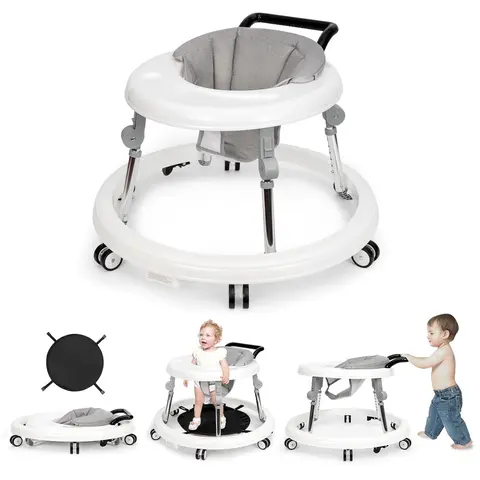 Baby Walker Foldable with 9 Adjustable Heights,Baby Walkers and Activity Center for Boys Girls Babies 7-18 Months, with Wheels Portable Anti-Rollover Carry Folding Safety,thanksgiving,blackfriday,christmas