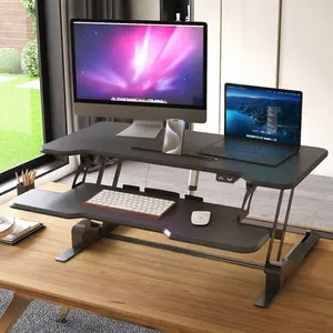 Mount-It! Electric Standing Desk Converter – 38" Adjustable Desktop Riser with One-Touch Height Control | Ergonomic Workstation for Home or Office