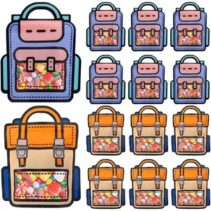 [2 colors Cute Cartoon Backpack Bags] 30pcs Cartoon Backpack Goodie Bags - Clear Smell Proof Resealable Packaging Storage Bags - Small Plastic Ziplock Seal Bags with Handle