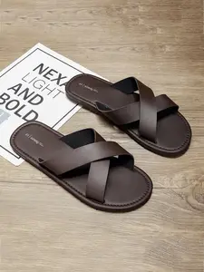 Men's Lightweight Soft Sole Comfortable Fashion Casual Flat Sandals, Simple Stylish One-Letter Slippers, Beach Cool Shoes