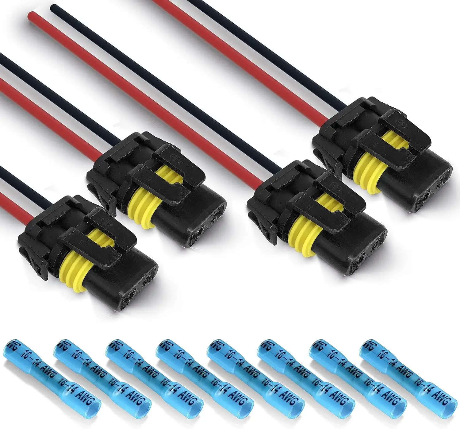 9005 9006 Pigtail Sockets Female Wiring Harness Headlight Plug for Headlights Fog Lights (Pack of 4)