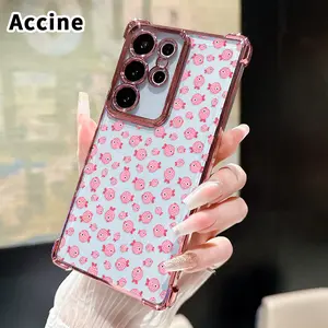 Compatible with Samsung Galaxy S23 Ultra S24 Plus S25 S22+ FE Edge Phone Case Pink Fish Pattern Transparent Full Coverage Four Corners Anti-drop Casing
