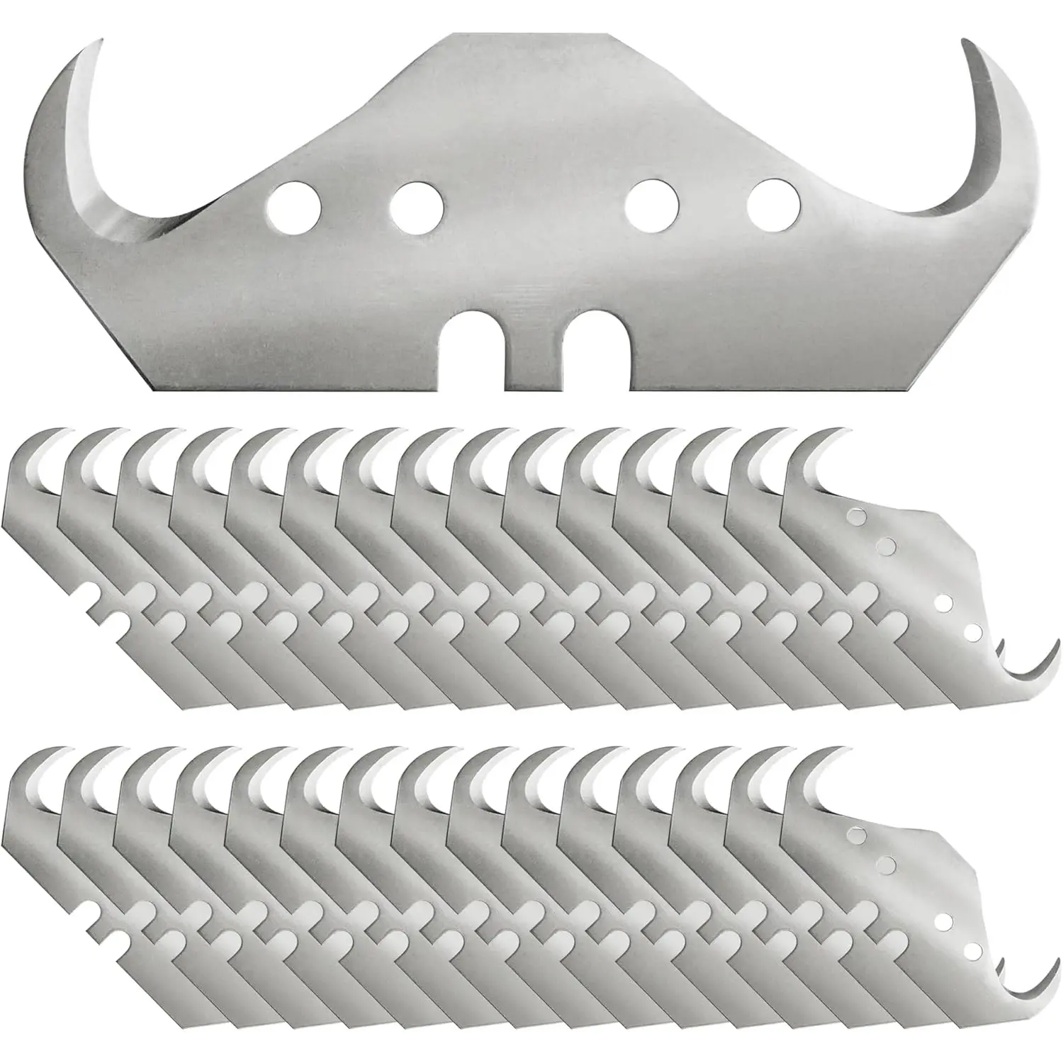 Fathers Day Gifts 30PCS Utility Hook Blades, SK5 Carbon Steel Super Big Hook Trimming Blades, Safety Horn Knife Blade for Wallpaper, Cutting Carpets, Roofing, Industry Materials box cutter Fathersdaygift