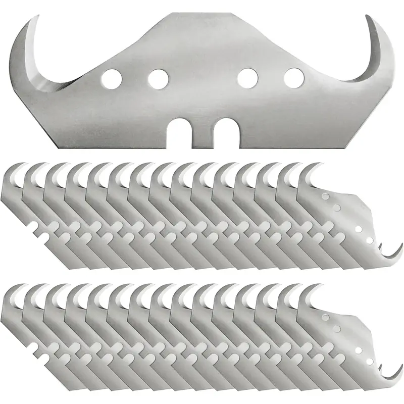 Fathers Day Gifts 30PCS Utility Hook Blades, SK5 Carbon Steel Super Big Hook Trimming Blades, Safety Horn Knife Blade for Wallpaper, Cutting Carpets, Roofing, Industry Materials box cutter Fathersdaygift