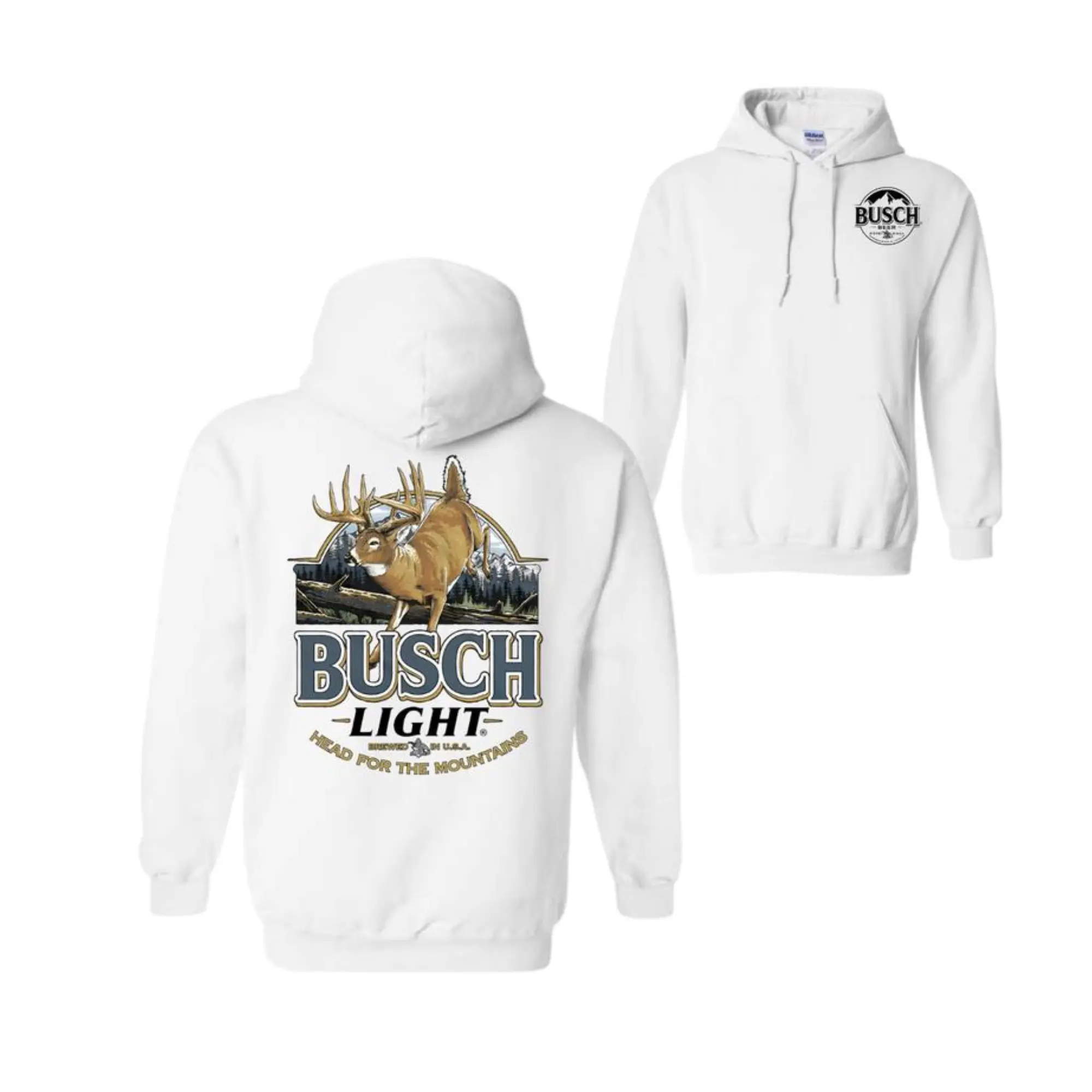 Bu$ch Light Whitetail Deer Hoodie – Unisex Double-Sided Hunting Shirt, Casual Beer Lover Gift, Full Sizes & Colors