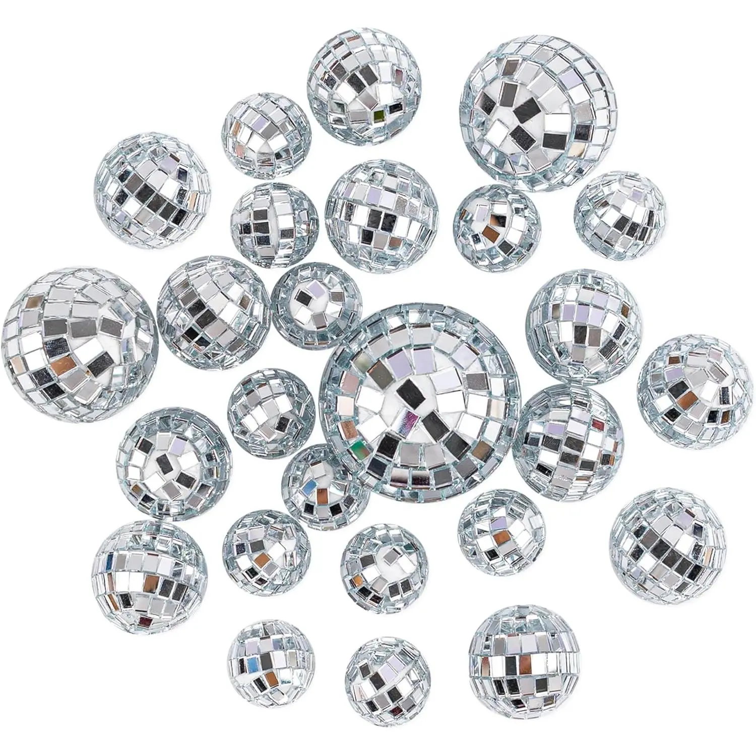 50 Pack Disco Balls Cake Decor Mini Mirror Ball Topper 70s Themed Party Decoration 4 Sizes