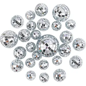 50 Pack Disco Balls Cake Decor Mini Mirror Ball Topper 70s Themed Party Decoration 4 Sizes