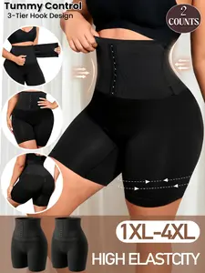 PLUS SIZE Women's  High Waist Girdle Shorts-Tummy Control Fajas for Flat Belly & Butt Lift,With Eye Closure,Must-Have Compression Shapewear -Comfortable,Elegant & Chic Style Womenswear Body Shapewear