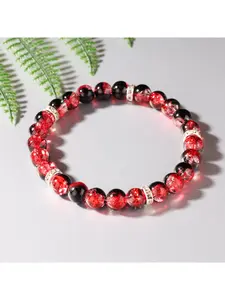 18g Temu Red Rose Camellia Red Bean Treasure Basin Glaze Bracelet | Unisex Handcrafted Boho Ethnic Vintage Bracelet, Floral Botanical Wristwear for Mindful Serenity