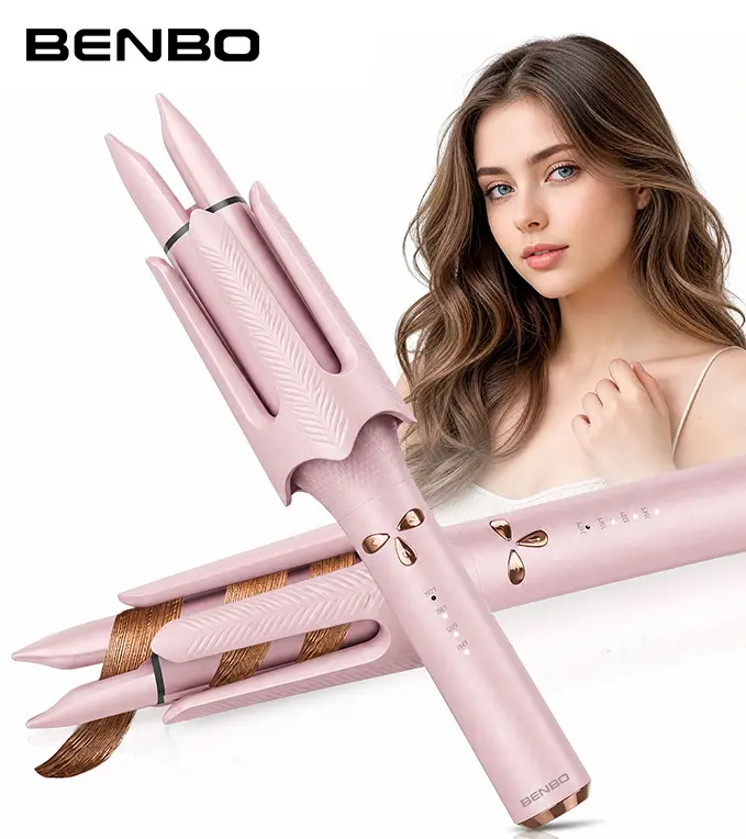 BENBO Automatic Hair Curler, Double Ceramic Rotating Curling Iron with 1.5" Barrel, 4 Temp Settings&Timer, Helps Reduce Heat Damage, Salon-Quality Curls, Youth-Friendly Design