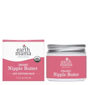 Earth Mama Organic Nipple Butter | Nipple Cream Safe for Breastfeeding | Postpartum Essentials for Nursing | Non Lanolin Nipple Cream, 2-Fluid Ounce