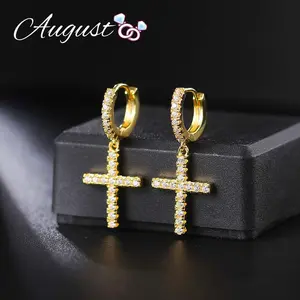 Women's Fashion Cross Earrings Personality Design Temperament Unique Fashion Cross Earrings Suitable for Women Exquisite Cubic Zirconia Pendant Earrings Gift for Girls