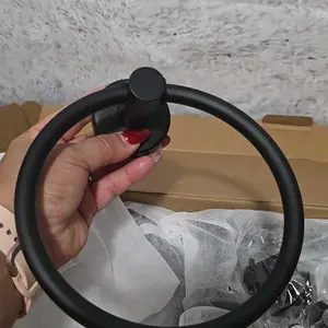 10-Piece Matte Black Stainless Steel Bathroom Hardware Set Includes 2PCS 15.7'' Towel Bars 4PCS Towel Hooks 2PCS Toilet Paper Holder & 2PCS Towel Rings for Modern Bathrooms