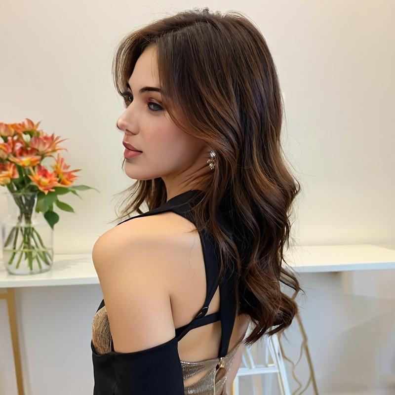 Adult Basics Style Wig, Loose Wave Synthetic Hair, 150% Density, Heat Resistant Fiber, with Side Bangs, Buckle Net Cap, Hair Wig