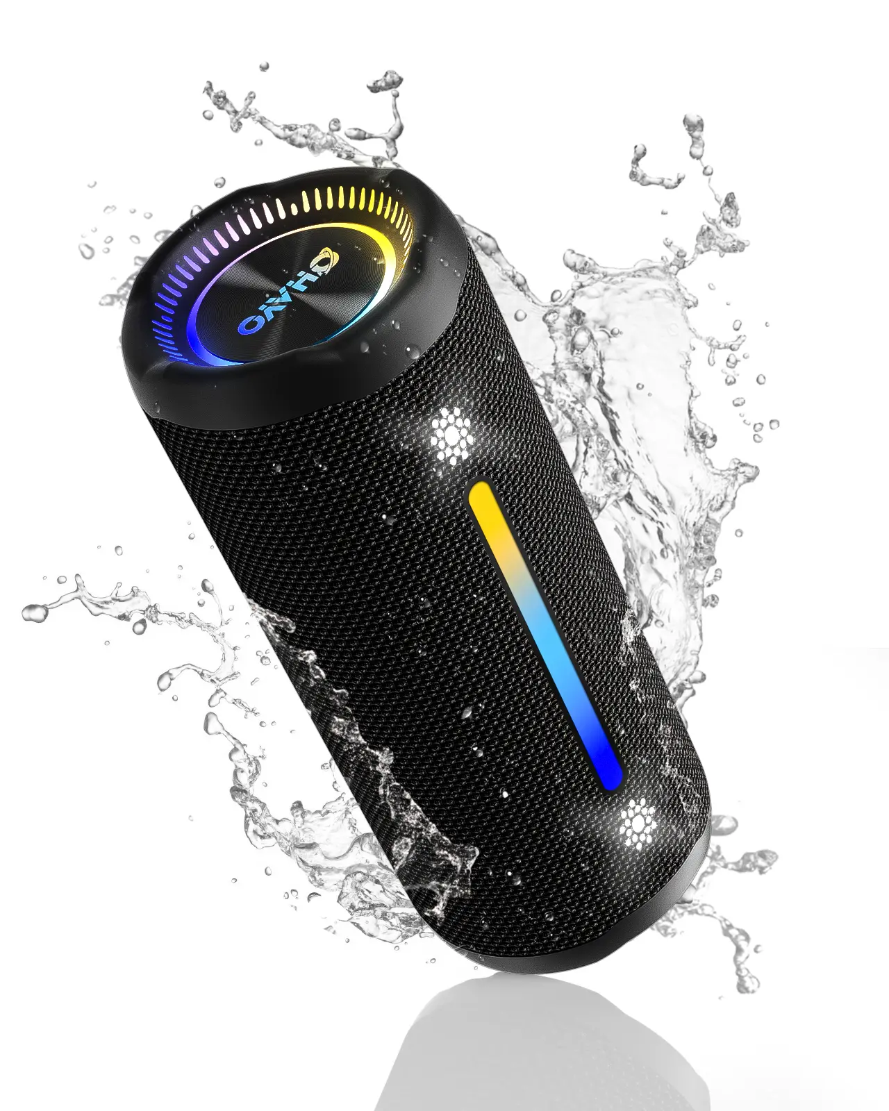 OHAYO Portable Wireless Bluetooth Speaker, 35W Stereo Sound with Bass Boost, IPX7 Waterproof, 24H Playtime, Dynamic Colorful Lights, BT5.3 TWS Pairing for Outdoor Beach Home Party, Black