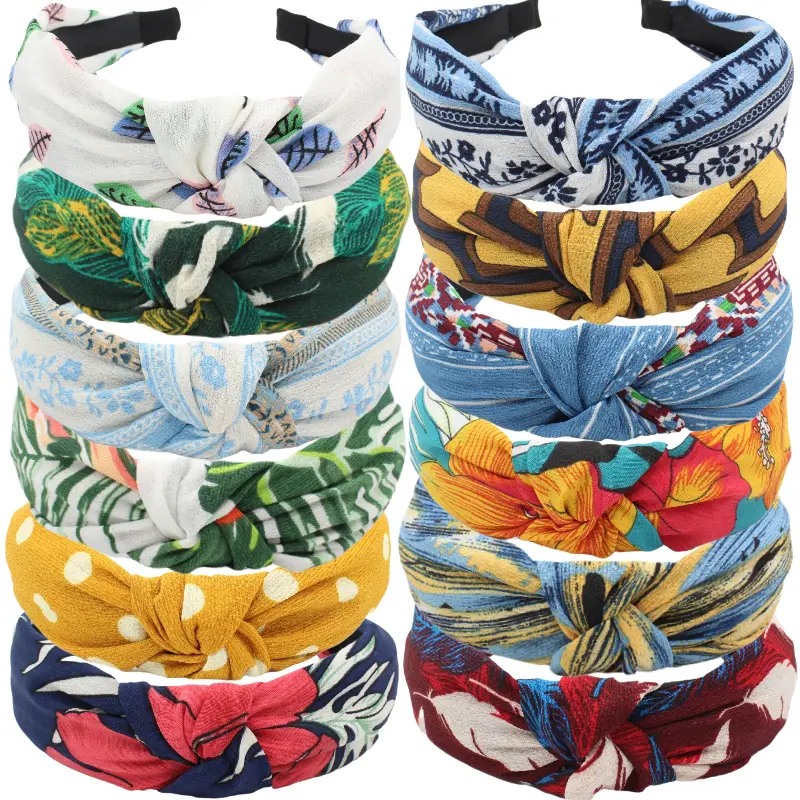Women's Solid Color Knotted Wide Headband - Unisex Fabric Adjustable Tie-On Boho Twist Hair Accessory, Elegant Fashion Accessory Kit with Assorted Set Options, Wide Headbands, Boho Twist Headbands