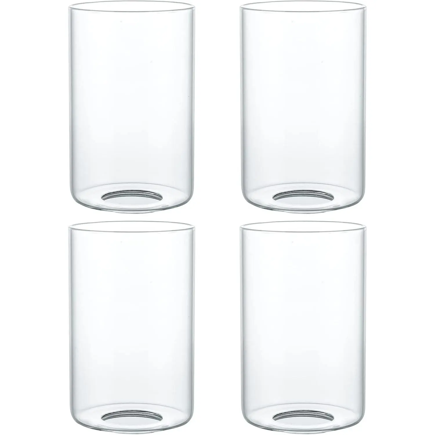 Skelang Clear Lip-less Glass Lamp Shade, Cylindrical Light Cover with Fitter Opening, Replacement for Chandelier, Bathroom Vanity Light, Pendant, 4 Pcs