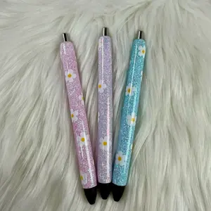 Daisy Flower Glitter Bow Epoxy Pink Pens