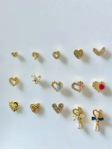 Heart Nose Ring Studs | 20 gauge L Rod | Gold Plated Stainless Steel