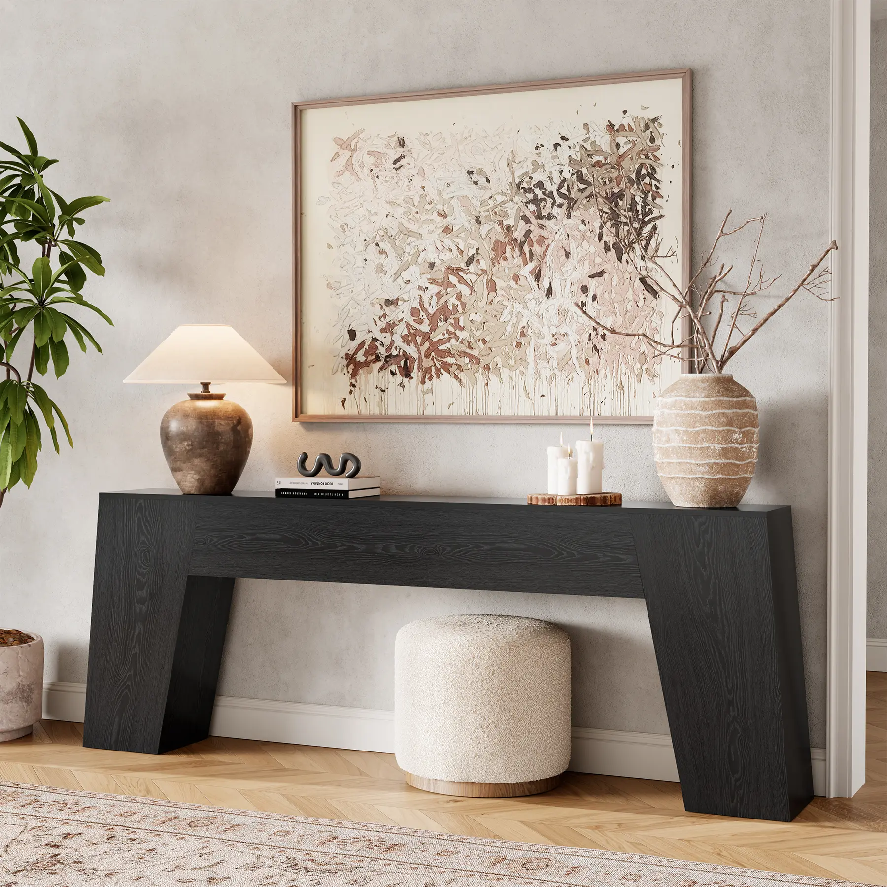 Extra Long 78-Inch Black Console Table for Entryway, Modern Narrow Sofa Table Behind Couch, Sturdy Wood Accent Entrance Table for Living Room Hallway,Black