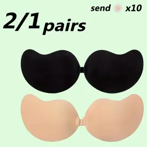 Women's Invisible Push-Up Bra, Self-Adhesive Strapless Sticky Bra, Seamless Design, Reusable Washable Strapless Bras for Wedding Dresses & Daily Wear