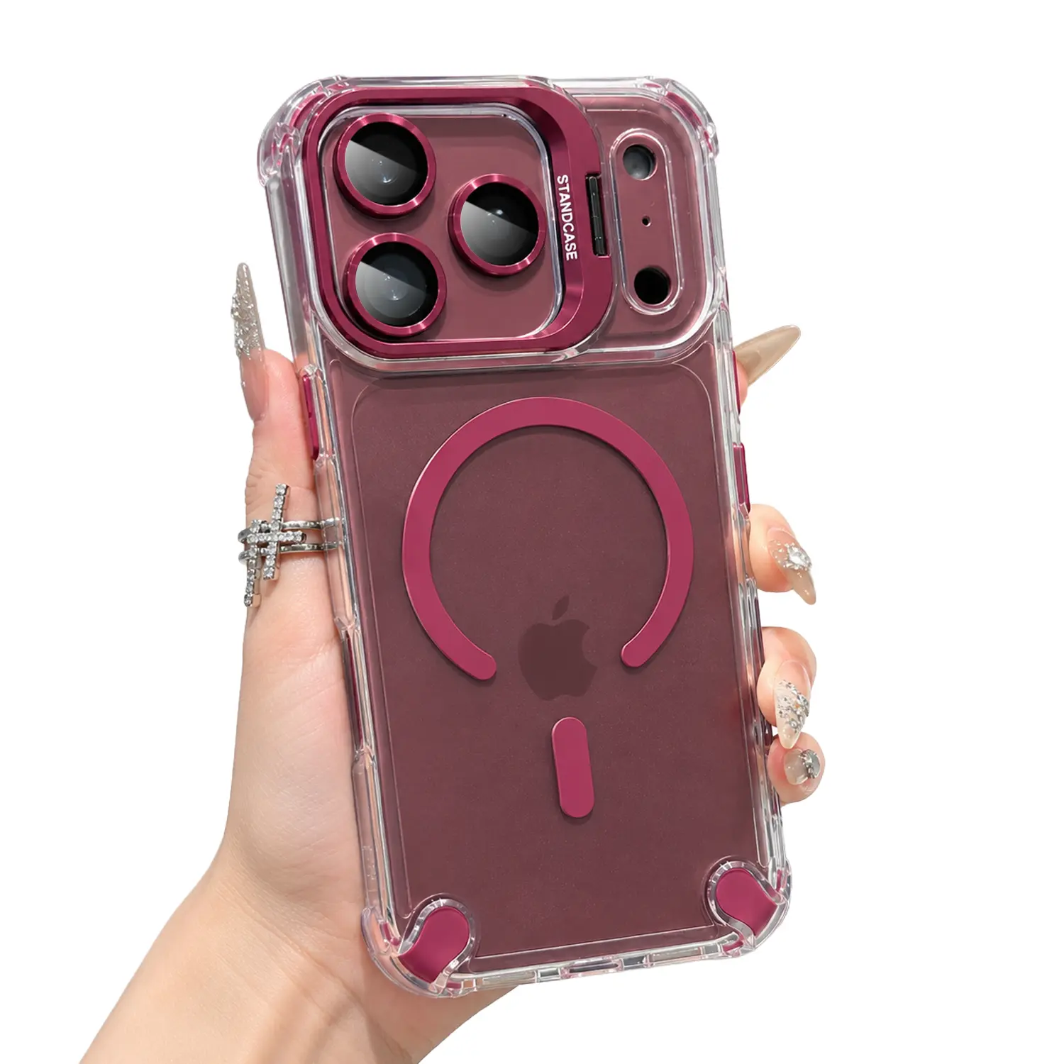 Magnetic Clear Case for iPhone 18 Pro Max 17 16 15 14 13 12 11 with Invisible Stand & Camera Lens Protector, Compatible with MagSafe, 4-corner Air Cushion Shockproof Transparent Cover