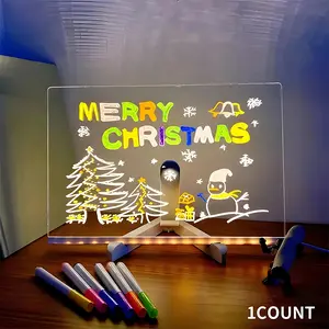LED Colorful Message Board, Glowing Acrylic LED Sign, Reusable Dry Erase Board with Lights, Writing Surface, Drawing Board, Decor