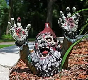 Resin Zombie Gnomes Garden Gnomes Garden Decor, for Garden Sculptures & Statues Outdoor Decorations for Patio Walking Dead Gnome Zombie Gnome- 4.13inch