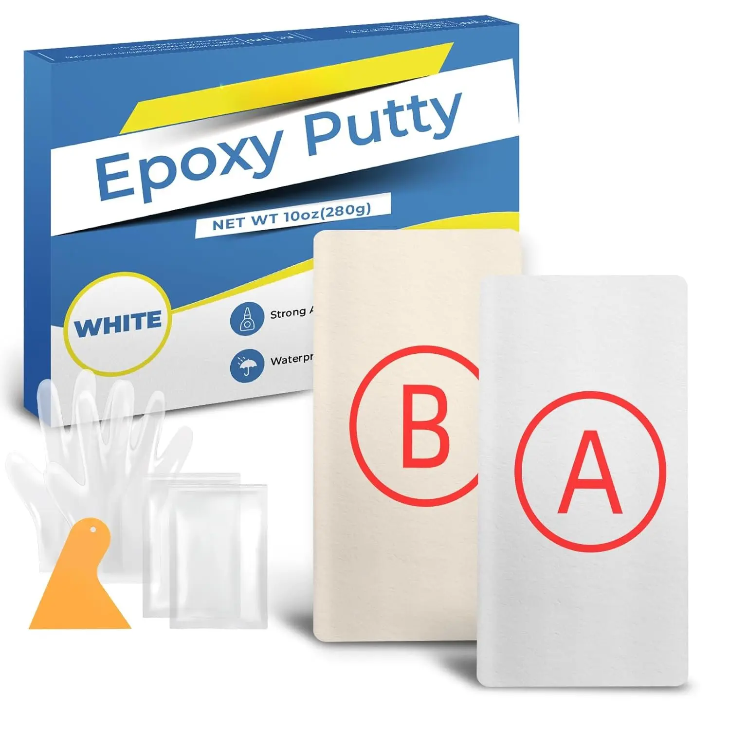 10oz/280g High-Strength Epoxy Putty Toolbox Adhesive - Reusable, Resists Shrinkage & Cracking, Withstands Acids & Oils, Versatile Use for Metal, Tile, Ceramics, DIY Repairs, Creative Projects (White)