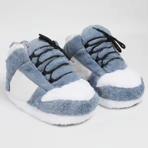 Warm Plush Sneaker Slippers, Trendy Anti-Slip Furry Soft House Shoes, Fluffy Unisex Comfy Home Slides, One Size Fits Most, Indoor & Outdoor