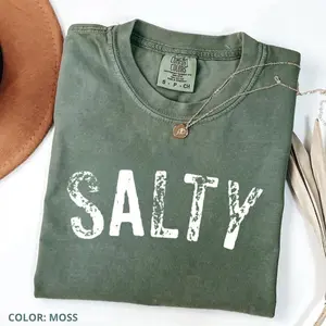 Salty Comfort Colors  T-shirt, Retro Summer Beach Tee,Casual Women's Shirt, Today Shirts, Summer Outfits, Clothing, Cotton